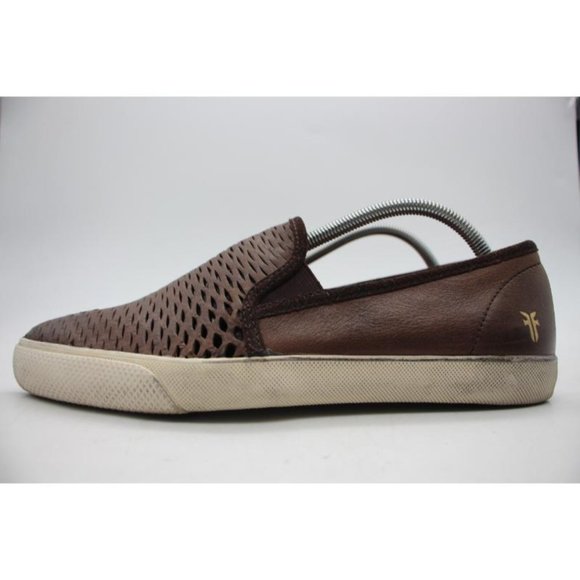 Frye Chambers Cut Gore Men's 9.5 Brown Slip On Perforated Loafers Leather - Picture 4 of 11